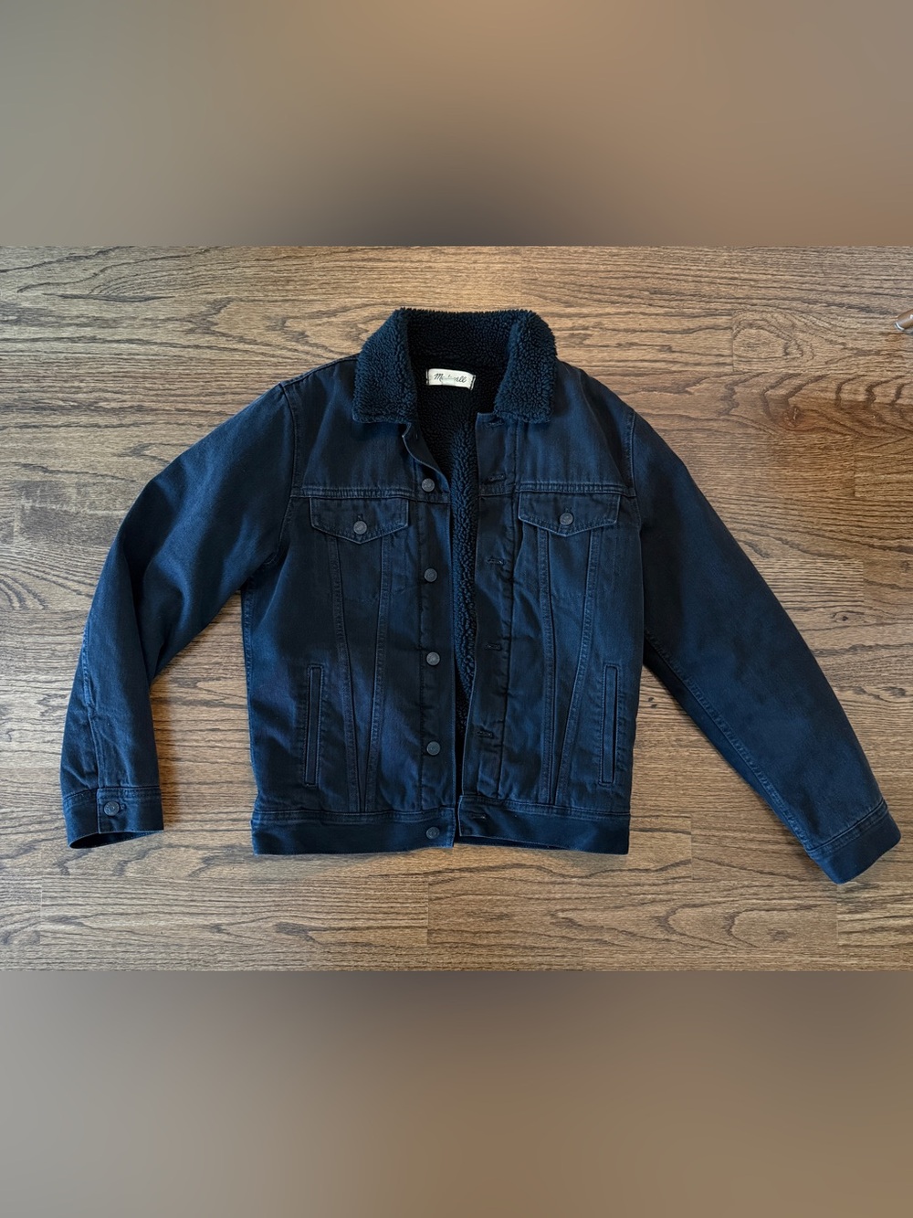 Madewell Black Sherpa Fleece Denim Jacket